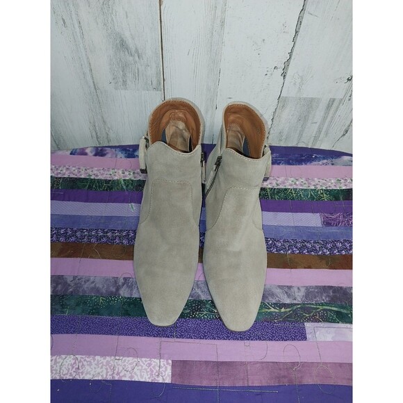 Aquatalia Fiamma Leather Suede Water Resistant Taupe Sz 9 Ankle Boots - Picture 4 of 12